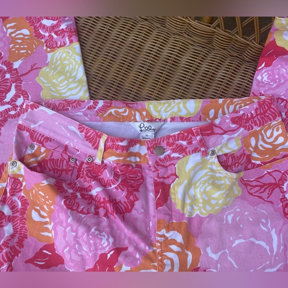 EUC Lilly Pulitzer Serene Jean Fair Pink Winners Circle-tropical floral print - Picture 3 of 6